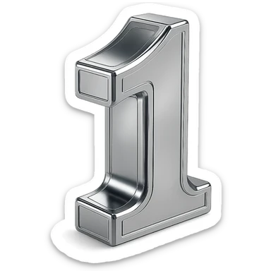 number 1 in chrome 3D emoji style sticker