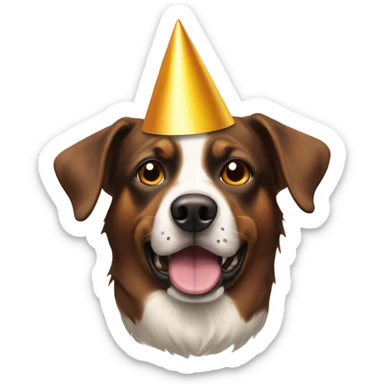 brown eyed dog portrait with a party hat  sticker