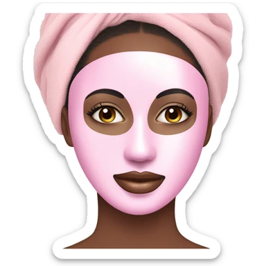 Lady with pastel pink face mask spa beauty full face relaxing sticker