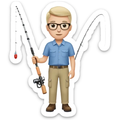 Accountant who wears glasses and loves fishing with fair skin and bold spot no hat sticker