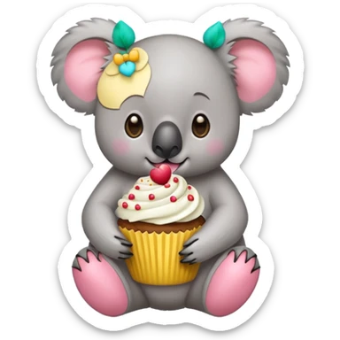 koala with cupcake sticker