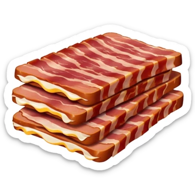 bacon lardons, pile, thick short rectangular strips, alternating pinkish-red meat and creamy white fat, clean cut, irregular edges, fresh, moist, uncooked, soft lighting, color contrast, no pan, plate, background, or faces, clean 3D, soft lighting, transparent background, emoji scale sticker