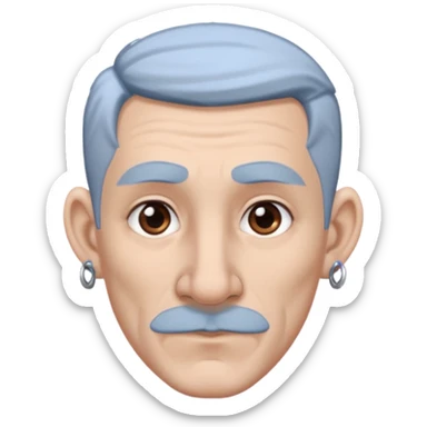 white-gray haired heavy blue tattooed big head accessory big nose mid size ear young sticker
