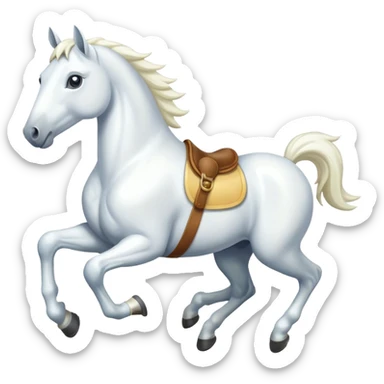 Creat a white horse running sticker