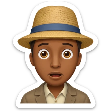 homme créole réunionnais  étonné  avec chapeau sticker