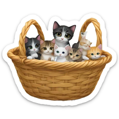 Basket of kittens add a star overhead ￼ sticker