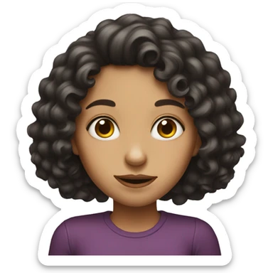 Girl with big nose and dark long curly hair sticker