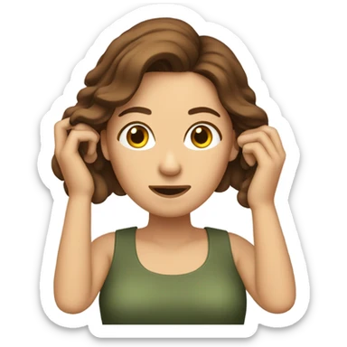 Brown hair woman pulling  hair  sticker