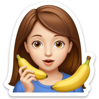 Brown hair Girl eats banana  sticker