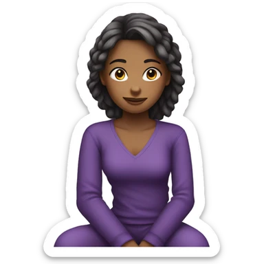 girl sitting criss cross purple shir sticker