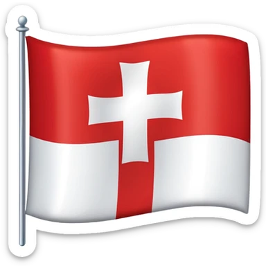 flag of Switzerland, red background, centered white cross, minimal sticker