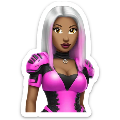 nicki minaj wearing an electronic cyber neon black and pink outfit sticker