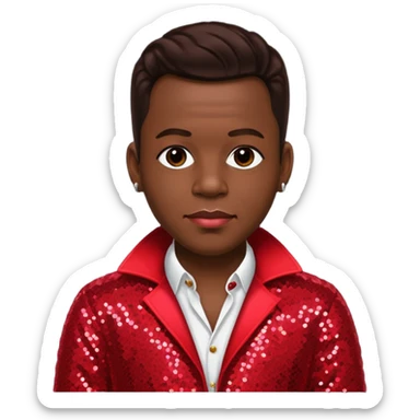 Bobby Brown (b.1969) from New Edition with dark brown hair, red sequin outfit sticker