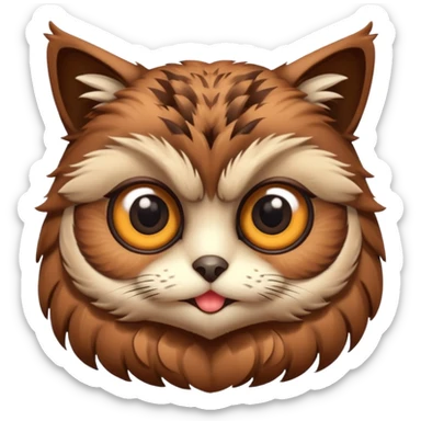 Brown cat head owl body sticker