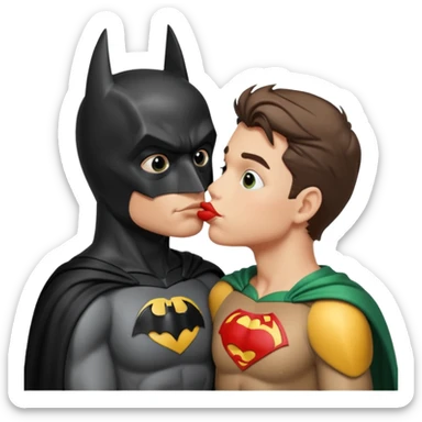 batman kissing robin sticker