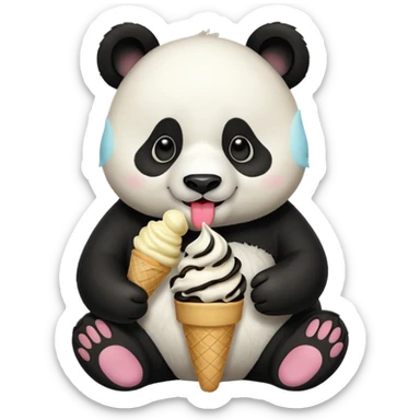 Panda eating ice cream sticker