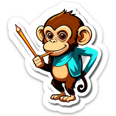 Monkey was feeding legs with toothpick sticker