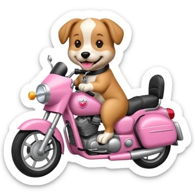 Un perro rosa andando en moto  sticker