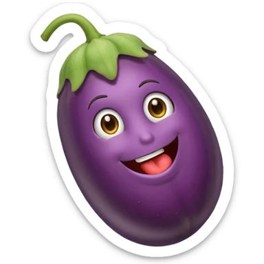 Eating a eggplant sticker