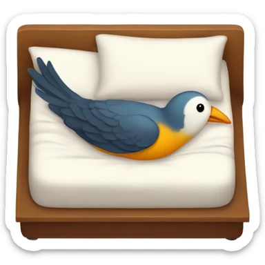Bird sleeping in comfortable bed sticker