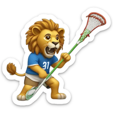 lion playing lacrosse sticker