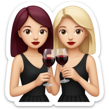 2 girls in black drinking wine sticker