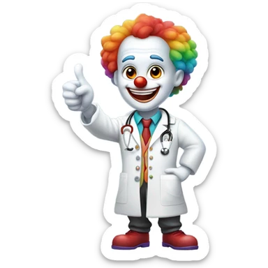 Funny doctor clown thumbs up sticker