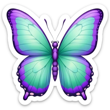 Beautiful mint green and violett butterfly with detailed wings sticker