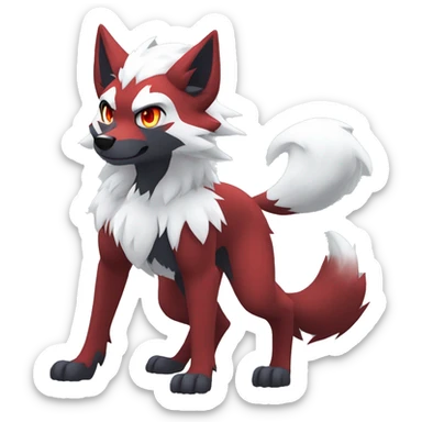 Anthro-Lycanroc-Red-White-Werewolf-Midnight-form Full Body sticker