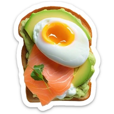 one avocado tost on brioche with salmon and eggs sticker