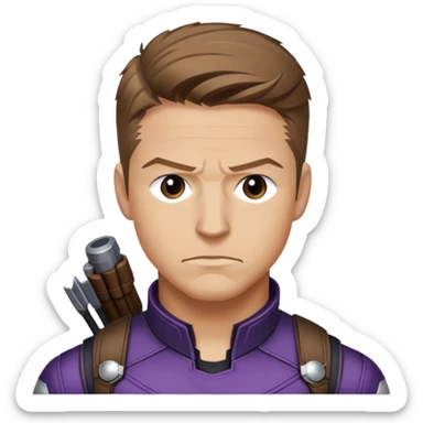 hawkeye clint barton portrait marvel, brown hair from captain america: civil war sticker