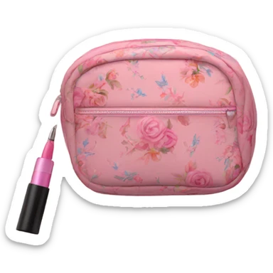 Makeup bag pink with flowers sticker