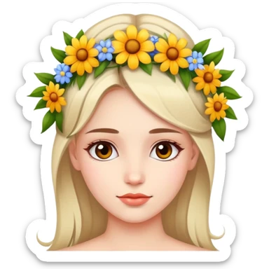 Beautiful girl with flowers on her head sticker