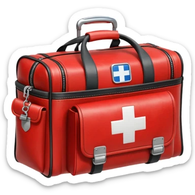 A paramedic’s emergency kit bag placed beside the ambulance door.
 sticker