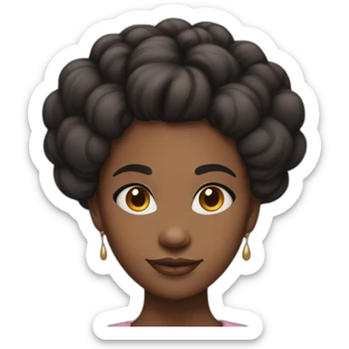 black girl with big fore head and short hair in a small bun sticker