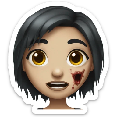 zombie girl with black hair sticker