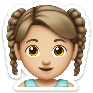 baby girl with brown hair and pigtails sticker