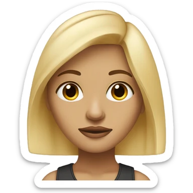 Blond and straigh hair woman, huzelnut eyes, piercing in nose sticker