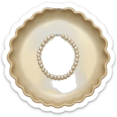 Beige scalloped tray with pearl necklace  sticker