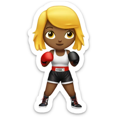 Boxing girl, yellow bob hair, white skin, boxing gloves sticker