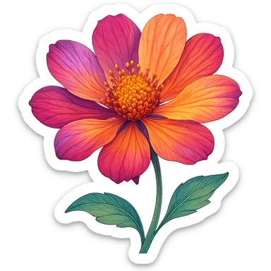 digital illustration of a flower, no background sticker