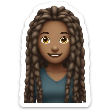 A light dark skin girl with long dread locks smiling sticker