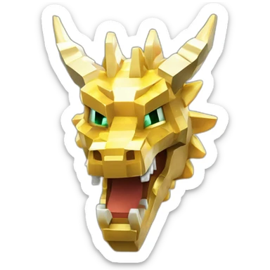 Minecraft Glow Gold Dragon Head Diamond Horn sticker