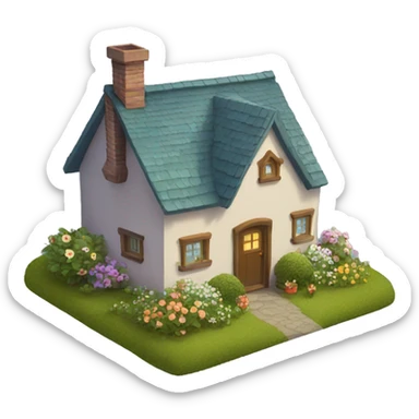cute cottage with garden sticker