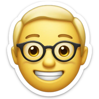 bespectacled emoji points his finger skyward with two protruding upper incisors sticker