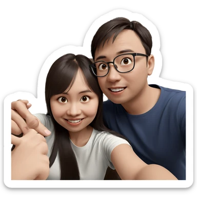 girl and boy selfie joy sticker