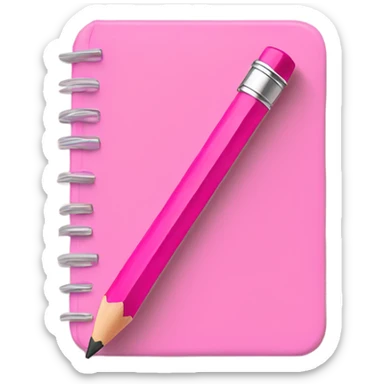 Pink pencil taking notes in pink notebook sticker