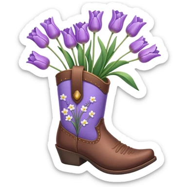Create a singular cowboy boot filled with natural looking flowers ex. Lavender, baby’s breath, tulips etc  sticker