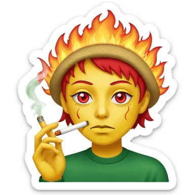 Yellow circle Smoking a blunt with red eyes  sticker