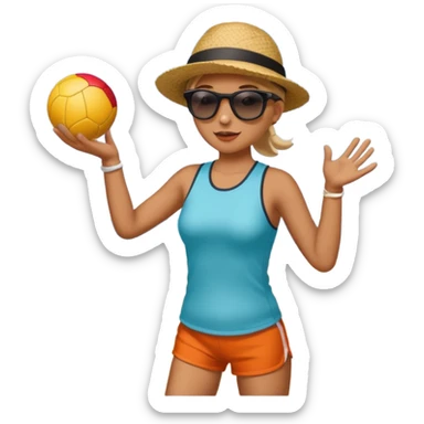 Throwing a ball at the beach. sticker